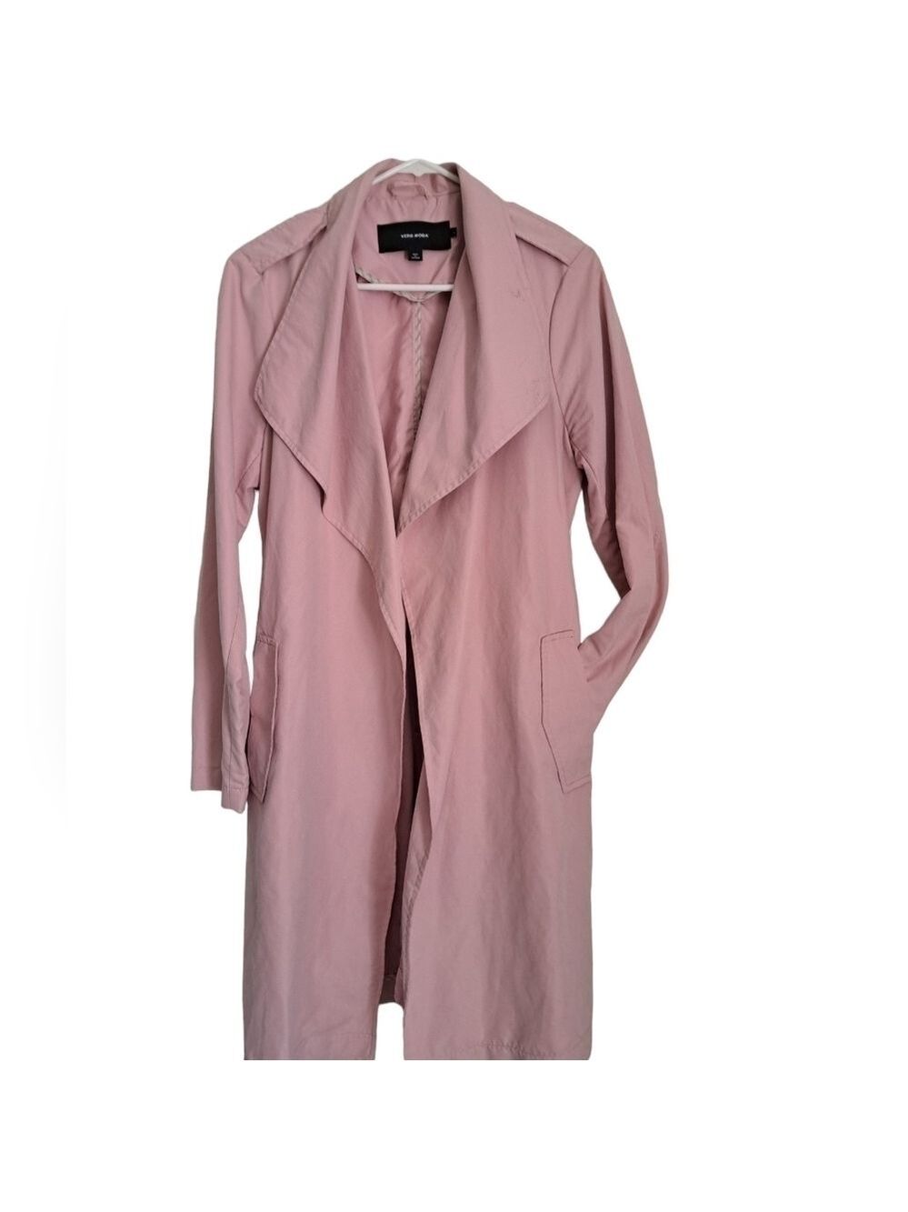 VERO MODE V-MELINES 3/4 TRENCH coat lightweight dusty pink belted coat pockets L - Picture 3 of 10